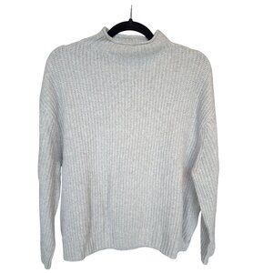 GAP Light Gray Ribbed Mock Neck Sweater Cashsoft Size Small Petite